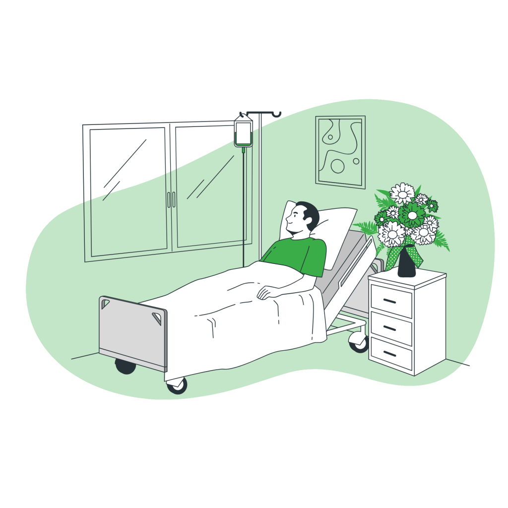 Illustration of a patient receiving coordinated hospital care