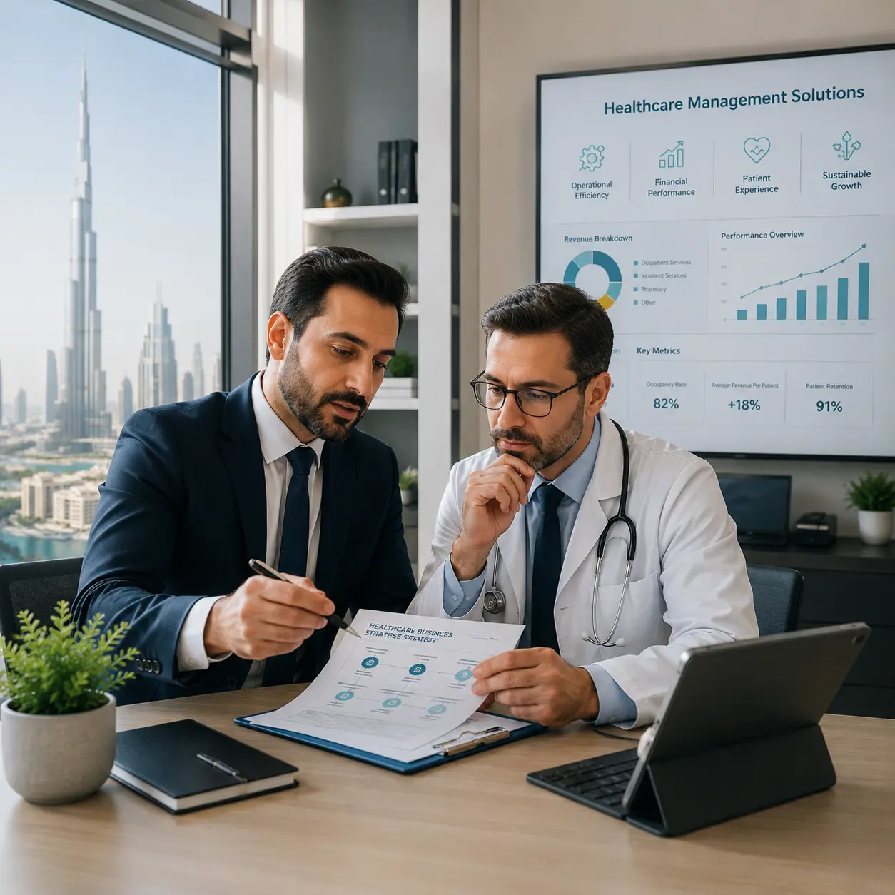 Doctor checking a patient's blood pressure during a consultation